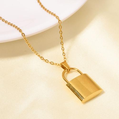 Stainless Steel Jewelry Necklace, 304 Stainless Steel, Lock, plated, for woman, more colors for choice, Sold By PC