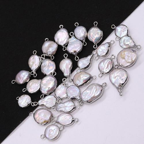 Freshwater Pearl Connector, irregular, silver color plated, DIY & 1/1 loop, Size: 10x18-13x26mm, Sold By PC