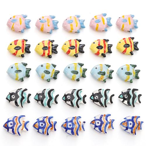 Porcelain Jewelry Beads, Fish, DIY, more colors for choice, 21x17mm, Sold By PC