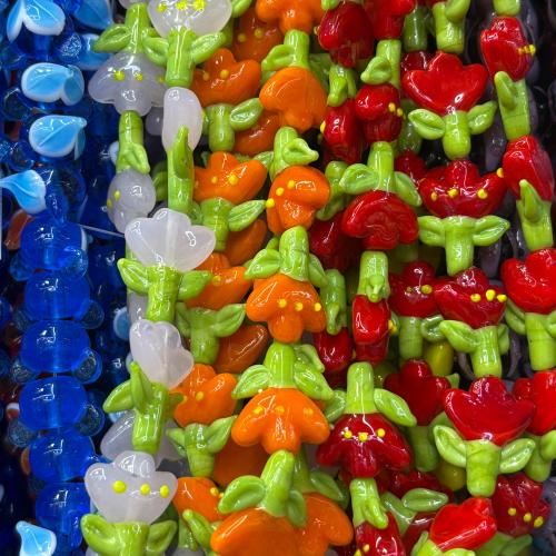 Lampwork Beads, Flower, DIY, more colors for choice, 18x22mm, 20PCs/Bag, Sold By Bag