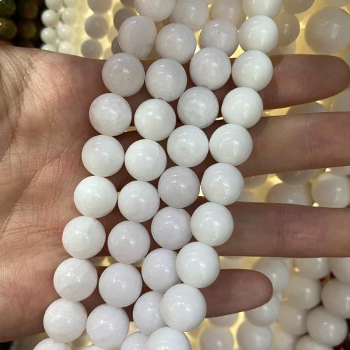 Perles bijoux en pierres gemmes, Pierre naturelle, Rond, DIY & normes différentes pour le choix, blanc, Vendu par brin