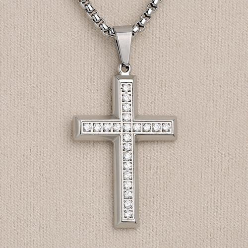 Stainless Steel Cross Pendants, 304 Stainless Steel, plated, DIY & with rhinestone, more colors for choice, Sold By PC