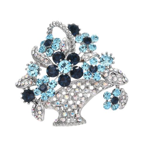 Fashion Brooch Jewelry, Brass, micro pave cubic zirconia & for woman, silver color, 51x53mm, Sold By PC