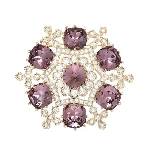 Fashion Brooch Jewelry, Brass, plated, micro pave cubic zirconia & for woman, golden, 43x49mm, Sold By PC