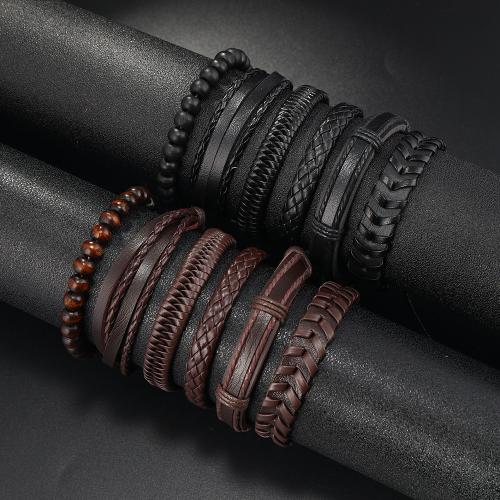 PU Leather Cord Bracelets, handmade, fashion jewelry & Unisex, more colors for choice, Sold By Strand