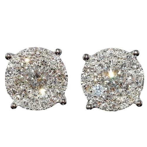 Brass Stud Earring, Round, platinum plated, micro pave cubic zirconia & for woman, 11mm, Sold By Pair