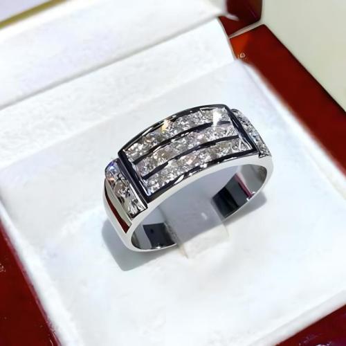 metal anillo, chapado en platina real, diverso tamaño para la opción & micro arcilla de zirconia cúbica & para mujer, tamaño:6-7, Vendido por UD