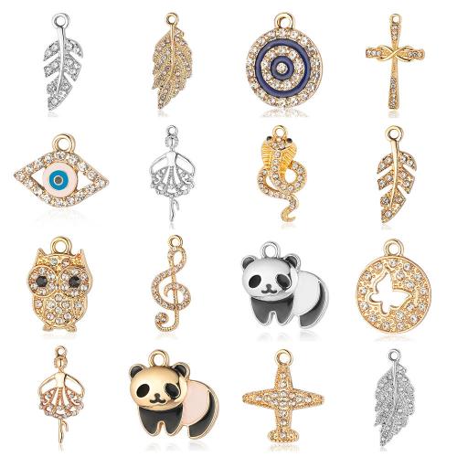 Tibetan Style Enamel Pendants, plated, Different Shape for Choice & DIY & with rhinestone, more colors for choice, nickel, lead & cadmium free, 20PCs/Bag, Sold By Bag