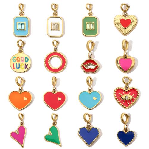 Stainless Steel Pendants, 304 Stainless Steel, with Glass Rhinestone & Rhinestone, Vacuum Ion Plating, Different Shape for Choice & enamel, more colors for choice, 3PCs/Bag, Sold By Bag