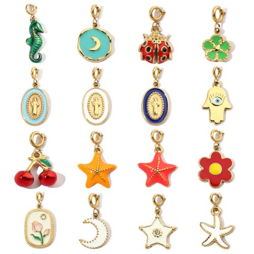 Stainless Steel Pendants, 304 Stainless Steel, Vacuum Ion Plating, Different Shape for Choice & DIY & enamel, more colors for choice, 3PCs/Bag, Sold By Bag