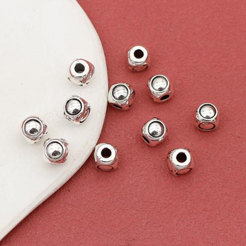 Perles intercalaires en alliage de zinc, Plaqué de couleur d'argent, DIY, protéger l'environnement, sans nickel, plomb et cadmium, 7x6.50mm, Trou:Environ 2.5mm, Environ 100PC/sac, Vendu par sac