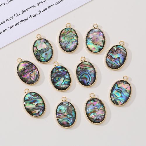 Natural Abalone Shell Pendants, gold color plated, DIY, 15x20mm, Sold By PC