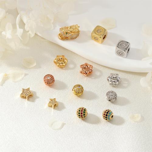 Cubic Zirconia Micro Pave Brass Beads, plated, DIY & different styles for choice & micro pave cubic zirconia, more colors for choice, nickel, lead & cadmium free, Sold By PC