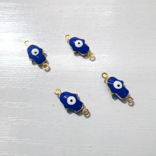 Evil Eye Connector, Brass, gold color plated, DIY & evil eye pattern & enamel & 1/1 loop, more colors for choice, nickel, lead & cadmium free, Sold By PC