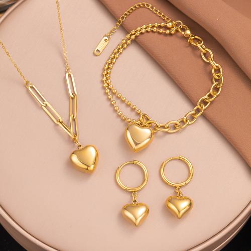 Fashion Stainless Steel Jewelry Sets, 304 Stainless Steel, 18K gold plated, fashion jewelry & different styles for choice & for woman, Necklace size :40-5cm, bracelet size :16-5cm., Sold By PC