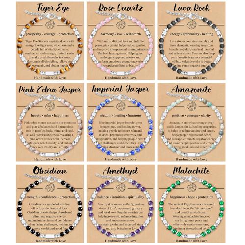 Pulseras de piedras preciosas, acero inoxidable 304, con Piedra natural, hecho a mano, diferentes materiales para la opción & unisexo & diferentes estilos para la opción, Vendido por UD