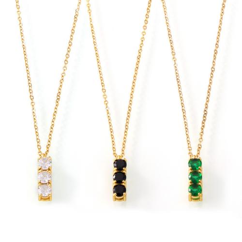 Collier d'acier titane, Placage de couleur d'or, bijoux de mode & pavé de micro zircon & pour femme, plus de couleurs à choisir, Vendu par PC