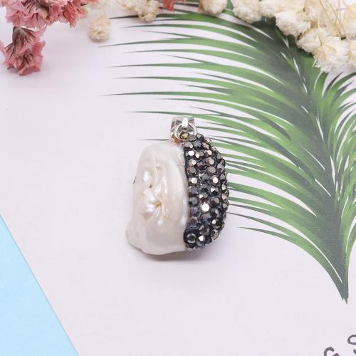 Freshwater Pearl Pendants, irregular, silver color plated, DIY & with rhinestone, more colors for choice, 18x24mm, Sold By PC