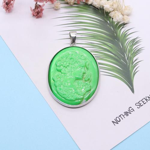 Resin Pendant, silver color plated, DIY, more colors for choice, 31x44mm, Sold By PC