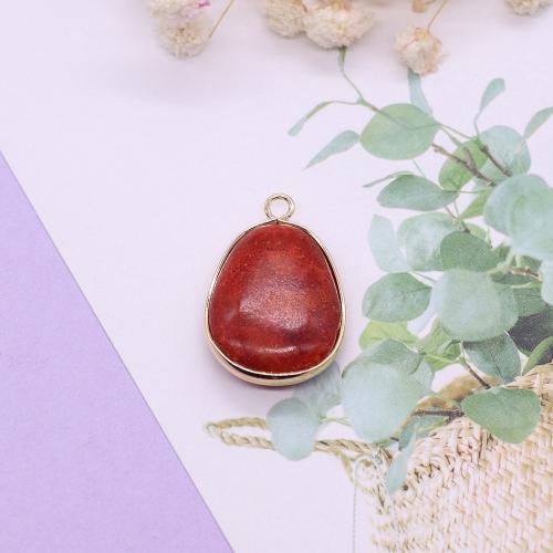 Resin Pendant, gold color plated, DIY, red, 20x25mm, Sold By PC