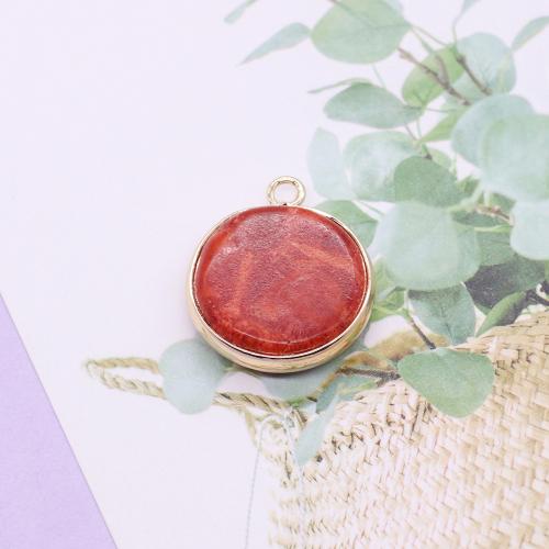 Resin Pendant, gold color plated, DIY, red, 20x25mm, Sold By PC