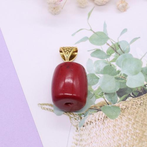 Resin Pendant, Column, gold color plated, DIY, red, 20x25mm, Sold By PC