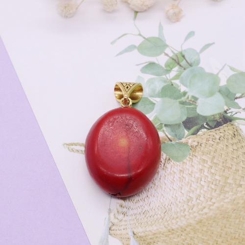 Resin Pendant, gold color plated, DIY, red, 25x35mm, Sold By PC