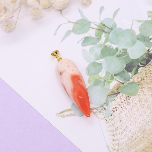 Resin Pendant, irregular, gold color plated, DIY, red, 16x35mm, Sold By PC