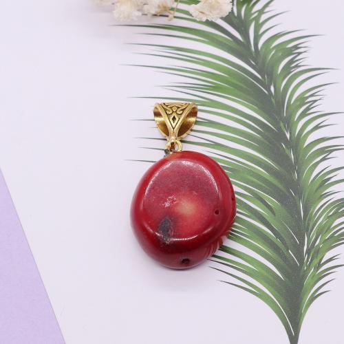 Resin Pendant, gold color plated, DIY, red, 20x20mm, Sold By PC