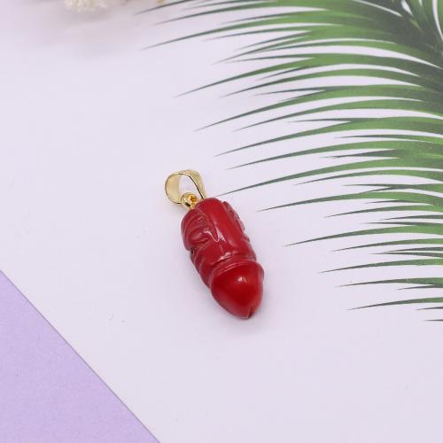 Resin Pendant, gold color plated, DIY, red, 0.50x15mm, Sold By PC