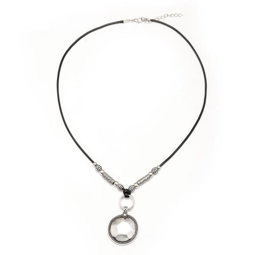 Collar de Aleación de Zinc, con Cordón de cera, chapado en color de plata antigua, Joyería & unisexo, longitud:aproximado 54-59 cm, Vendido por UD