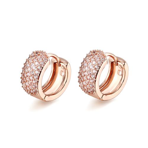 Boucles d'oreilles en laiton zircon cubique pavent, Placage, bijoux de mode & pavé de micro zircon & pour femme, plus de couleurs à choisir, 13x6mm, Vendu par paire