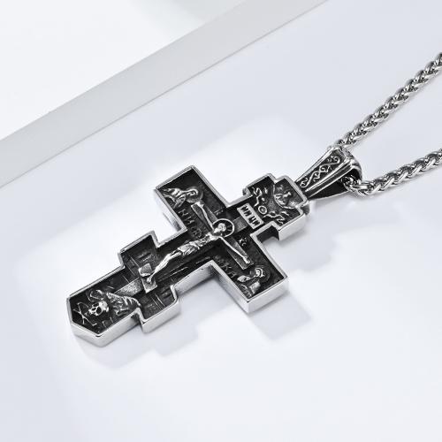 Stainless Steel Jewelry Necklace, 304 Stainless Steel, Cross, polished, fashion jewelry & different styles for choice & for man, more colors for choice, Length:Approx 60 cm, Sold By PC