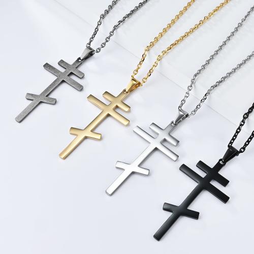 Stainless Steel Jewelry Necklace, 304 Stainless Steel, Cross, polished, fashion jewelry & Unisex & different styles for choice, more colors for choice, Sold By PC