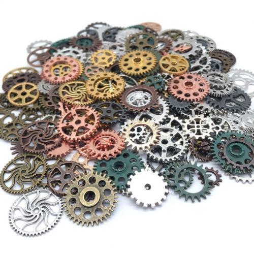 Tibetan Style Pendants, Gear Wheel, plated, random style & DIY, more colors for choice, 50G/Bag, Sold By Bag