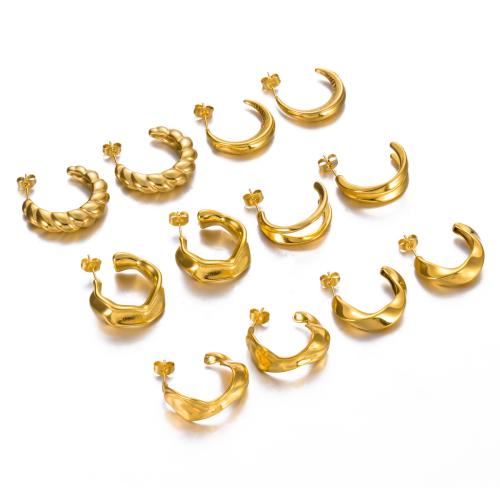 Pendientes de Acero Inoxidable, acero inoxidable 304, chapado en color dorado, diferentes estilos para la opción & para mujer, más colores para la opción, Vendido por UD