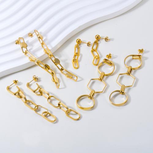 Stainless Steel Drop Earring, 304 Stainless Steel, gold color plated, different styles for choice & for woman, more colors for choice, Sold By Pair