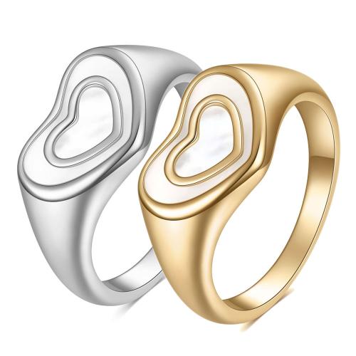 Stainless Steel Finger Ring, 304 Stainless Steel, with Shell, plated, fashion jewelry & different size for choice, more colors for choice, Sold By PC