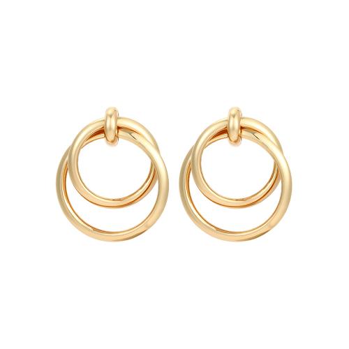 Boucles d'oreilles fer, Placage de couleur d'or, bijoux de mode, doré, protéger l'environnement, sans nickel, plomb et cadmium, 48x58mm, Vendu par paire