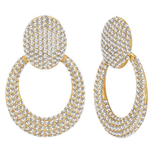 Boucles d'oreilles en laiton zircon cubique pavent, Placage de couleur d'or, bijoux de mode & pavé de micro zircon, doré, protéger l'environnement, sans nickel, plomb et cadmium, Vendu par paire