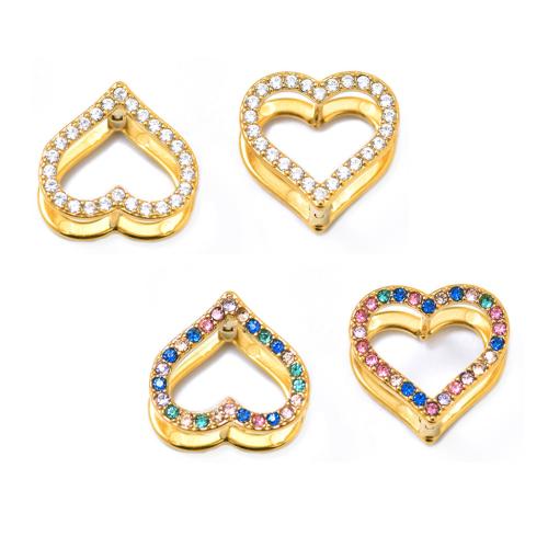 Stainless Steel Stud Earrings, 304 Stainless Steel, Heart, plated, fashion jewelry & with rhinestone, more colors for choice, Sold By Pair