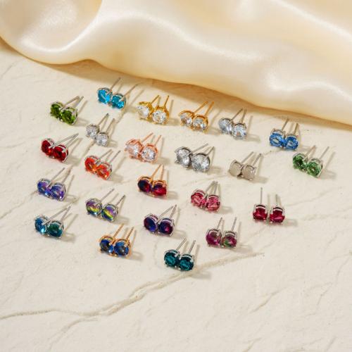 Brass Stud Earring, with Glass, plated, fashion jewelry & Unisex, more colors for choice, Sold By Pair