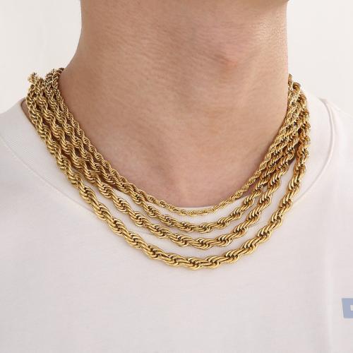 Stainless Steel Chain Necklace, 304 Stainless Steel, Vacuum Ion Plating, Unisex, more colors for choice, Sold By PC