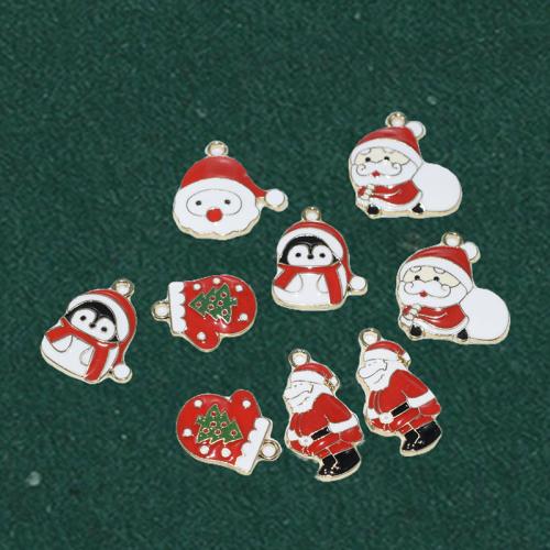 Tibetan Style Christmas Pendants, plated, Christmas Design & DIY & enamel, more colors for choice, 100PCs/Bag, Sold By Bag