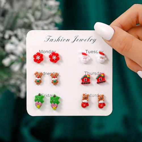 Christmas Earrings, 304 Stainless Steel, Vacuum Ion Plating, Christmas Design & for woman & enamel, more colors for choice, Sold By Set