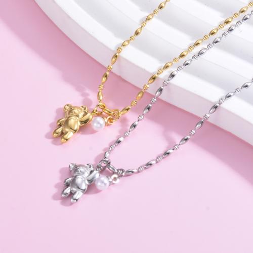 Stainless Steel Jewelry Necklace, 304 Stainless Steel, Bear, plated, for woman, more colors for choice, Sold By PC