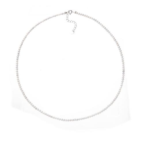 Collier de perles d'eau douce naturelles, perle d'eau douce cultivée, Rond, Placage de couleur argentée, Avec boîte d'emballage & pour femme, Longueur:45 cm, Vendu par PC