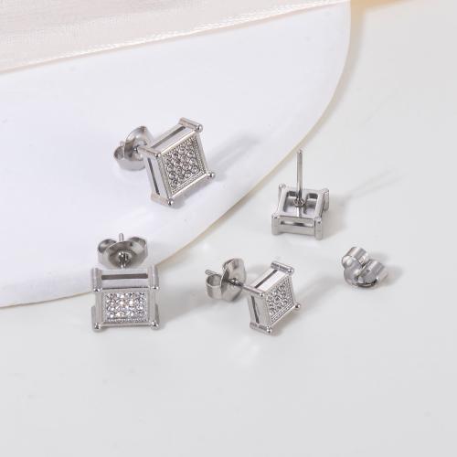 Stainless Steel Stud Earrings, 304 Stainless Steel, silver color plated, different styles for choice & for woman & with rhinestone, more colors for choice, Sold By Pair