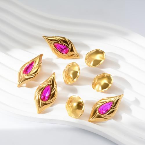 Pendientes de Acero Inoxidable, acero inoxidable 304, chapado en color dorado, diferentes estilos para la opción & micro arcilla de zirconia cúbica & para mujer, más colores para la opción, Vendido por Par