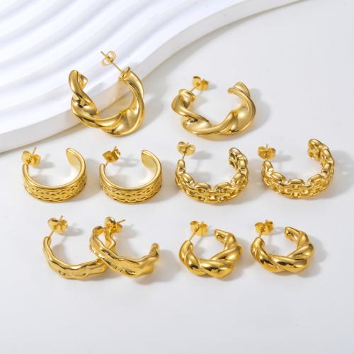 Stainless Steel Stud Earrings, 304 Stainless Steel, gold color plated, different styles for choice & for woman, more colors for choice, Sold By Pair